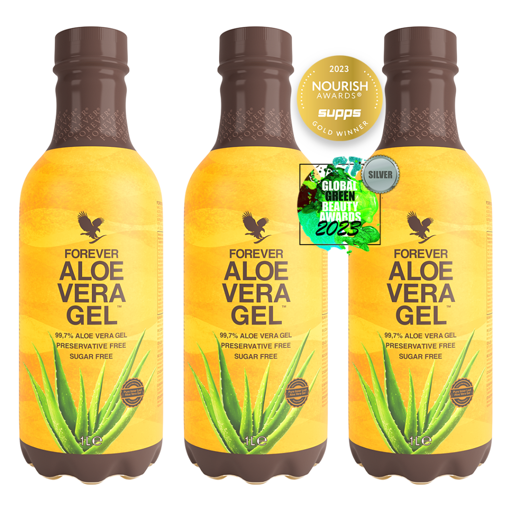 שלושה בקבוקי ג'ל אלוורה לשתייה Forever Aloe Vera Gel